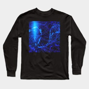 Abstract ice blue on black, Art by Herum Long Sleeve T-Shirt